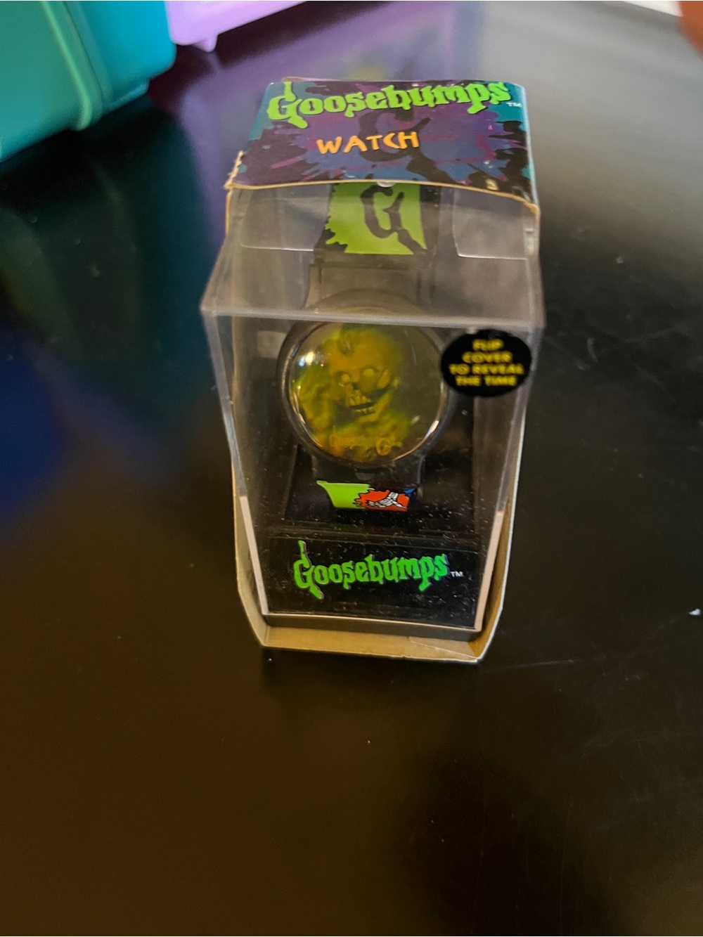 vintage 90s NIB RARE Goosebumps Holographic Curley Skelton Watch w/band graphics